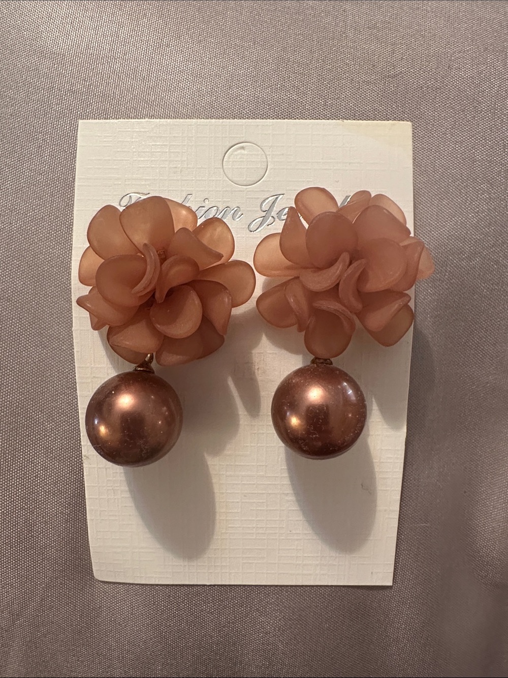 Dressy flower earrings with dangle ball